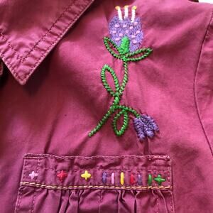 Next Girls’ Embroidered Dress Short Sleeve Flowers Boho Dark Pink Size 5